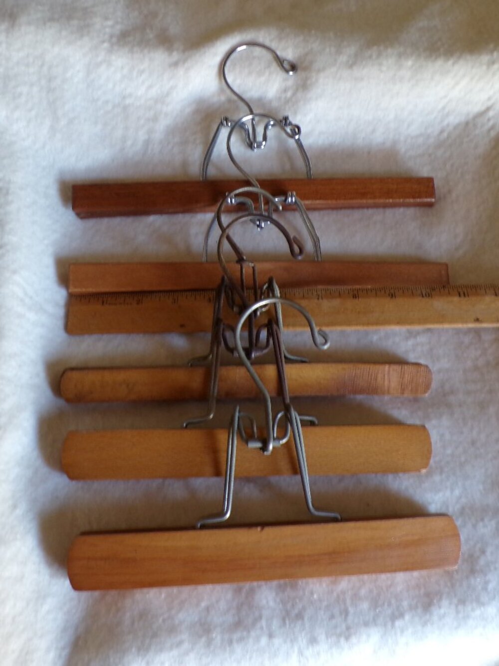 5 Vintage Wooden Pants Skirt Jeans Locking Hanger